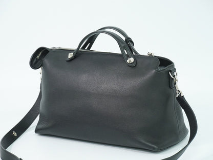 Fendi By The Way Satchel Leather, BLACK, LEATHER, Handbag