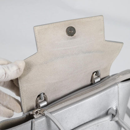 Celine Belt Bag Textured Leather, SILVER, LEATHER, Shoulder bag