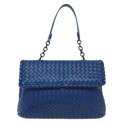 Bottega Veneta Olimpia Shoulder Bag Intrecciato Nappa, BLUE, LEATHER, Shoulder bag