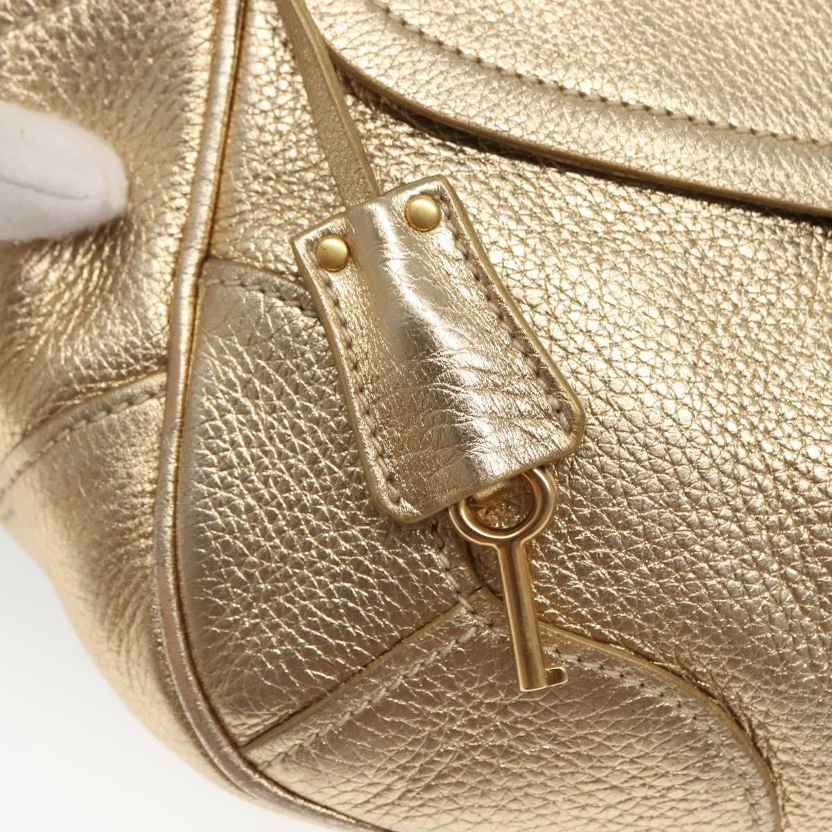 Prada Antic Pushlock Shoulder Bag Leather, GOLD, LEATHER, Shoulder bag