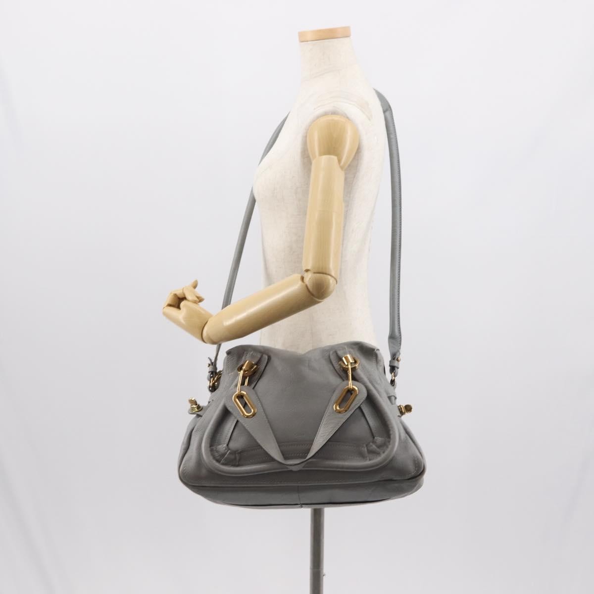 Chloe Paraty Top Handle Bag Leather, GRAY, LEATHER, Handbag