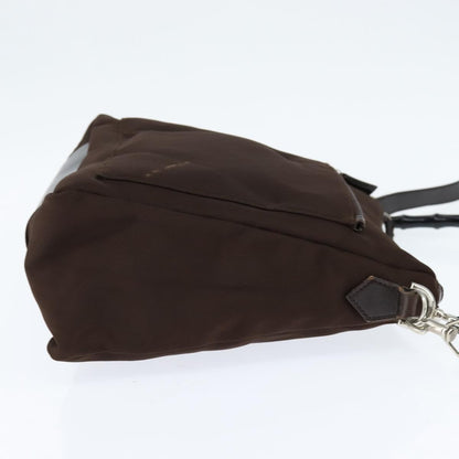 Gucci Vintage Bamboo Handle Bag Nylon, BROWN, NYLON, Handbag