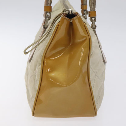 Prada Vintage Shoulder Bag Nylon and Patent Leather, BEIGE, NYLON, Shoulder bag