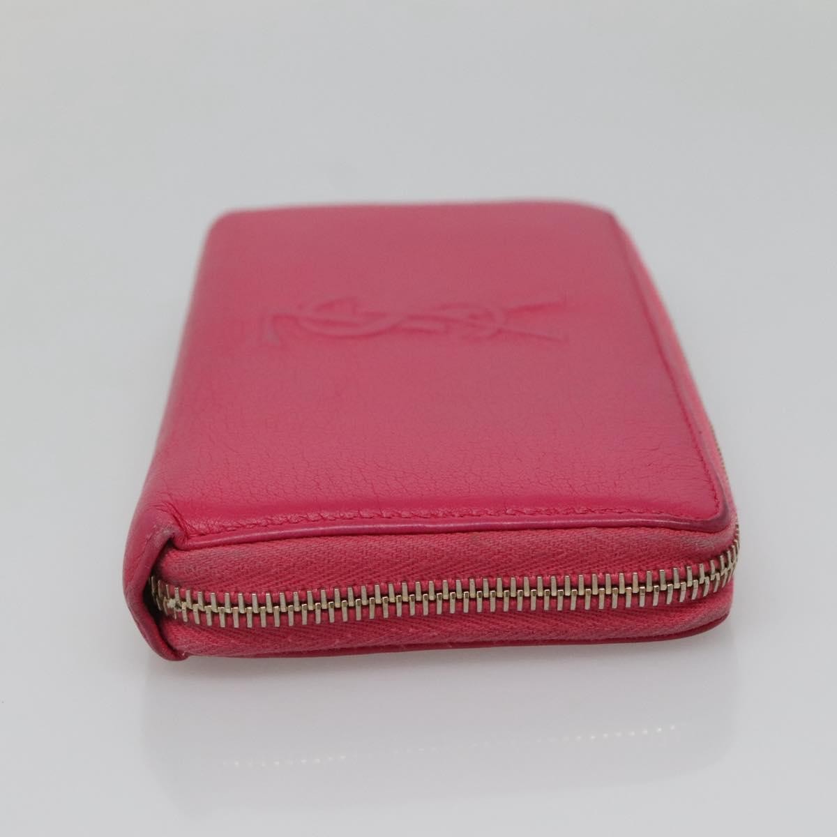 Saint Laurent Zipped Bifold Wallet Leather, PINK, LEATHER, Wallets