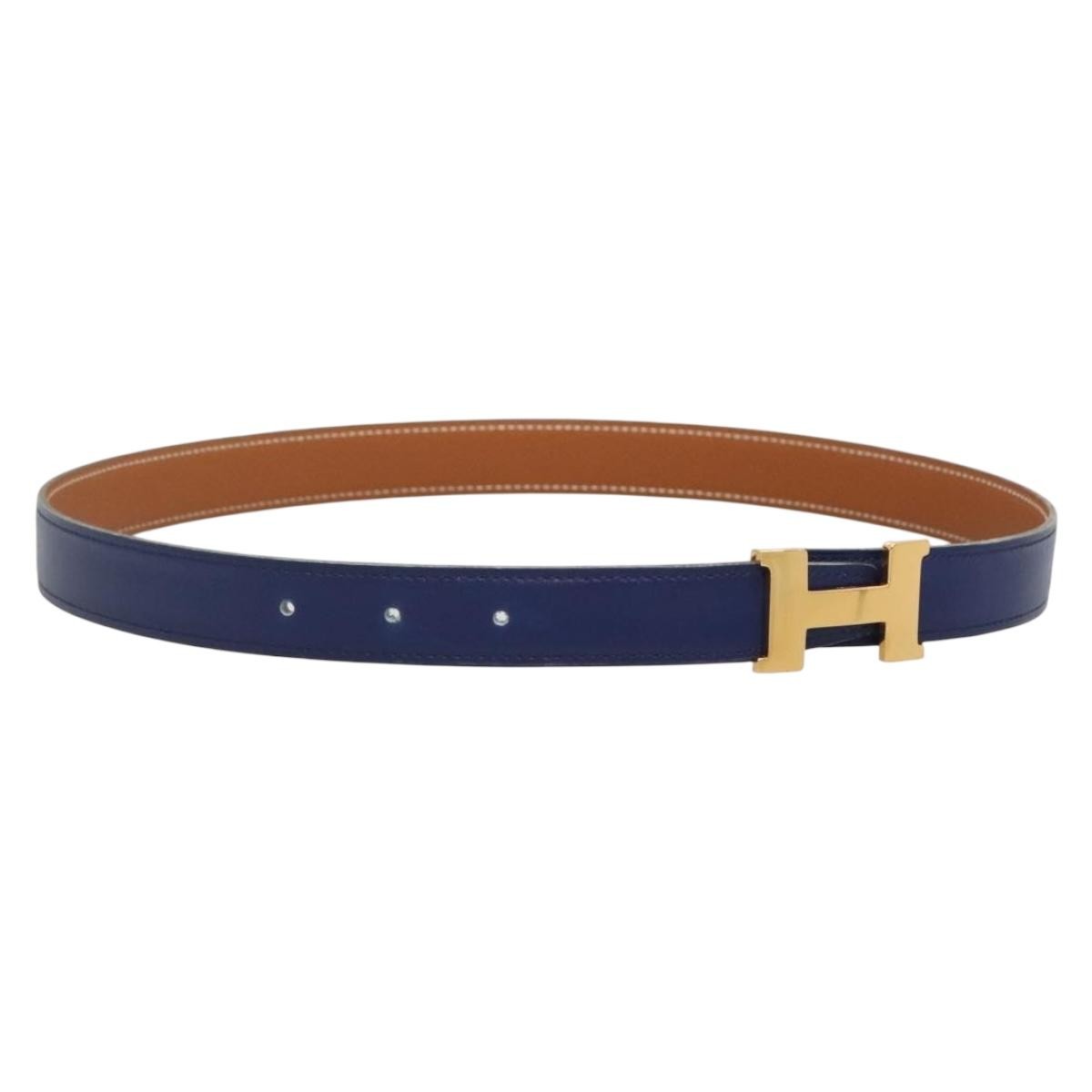 Hermes Constance Belt Leather, BLUE, LEATHER, Belts