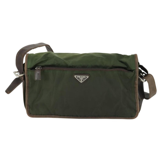 Prada Vintage Shoulder Bag Nylon and Leather, GREEN, NYLON, Shoulder bag