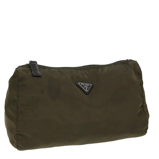 Prada Zip Around Pouch Tessuto, KHAKI, NYLON, Clutche & pouche