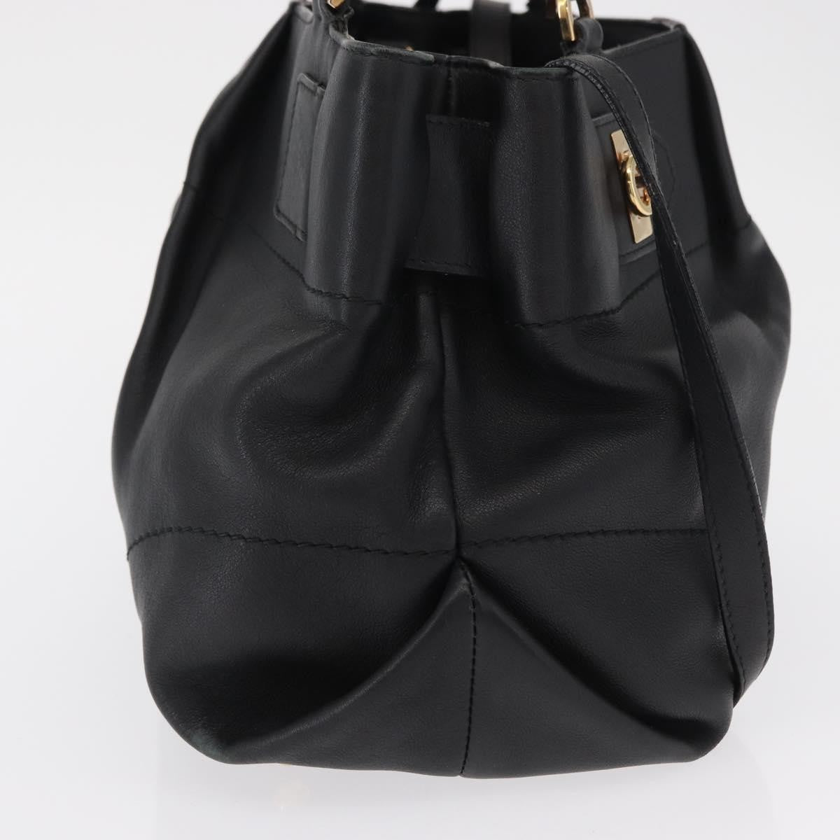 Salvatore Ferragamo W Chain Tote Leather, BLACK, LEATHER, Tote bag