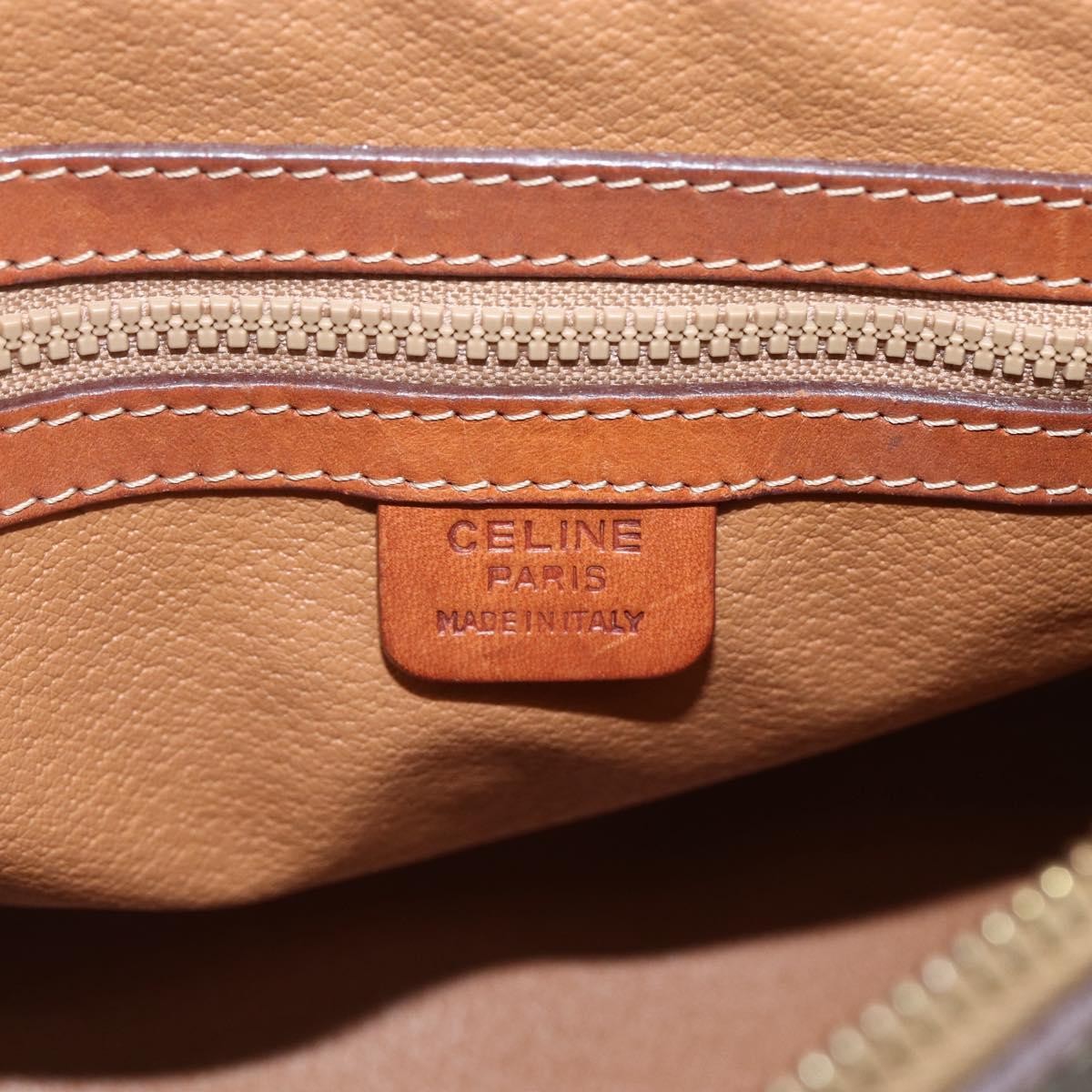 Celine Vintage Macadam Handbag Canvas and Leather, BROWN, CANVAS, Handbag