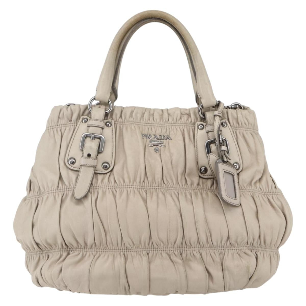 Prada Gaufre Convertible Tote Nappa Leather, BEIGE, LEATHER, Handbag
