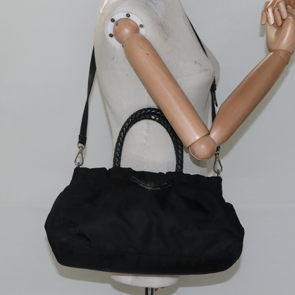 Prada Convertible Bow Tote Tessuto, BLACK, NYLON, Handbag