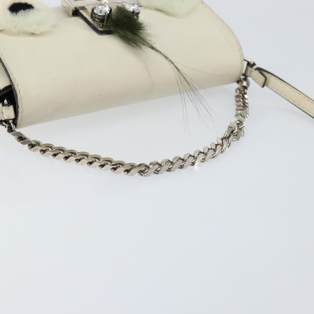 Fendi Monster Baguette Leather, WHITE, LEATHER, Shoulder bag