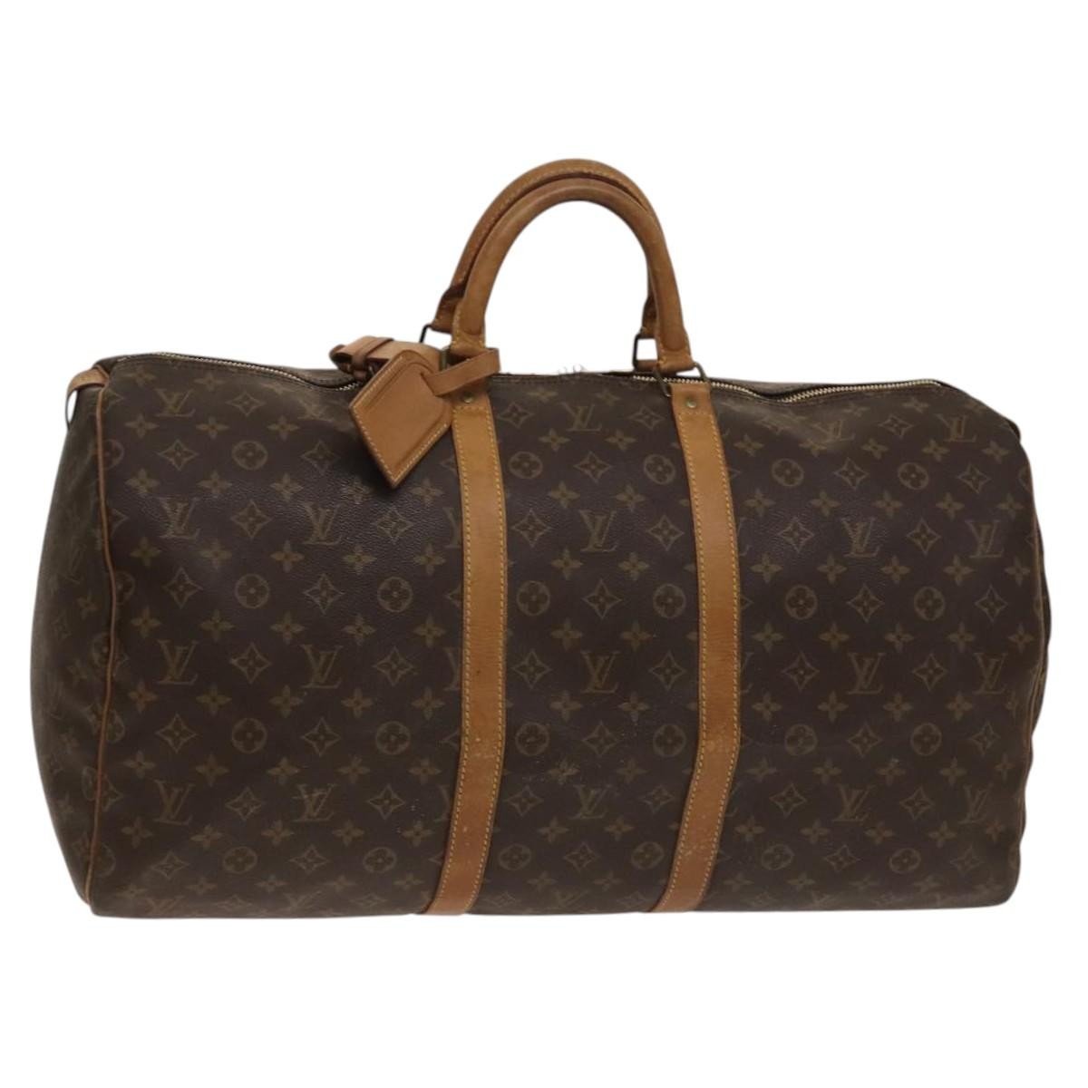 Louis Vuitton Keepall Bag Monogram Canvas, BROWN, CANVAS, Travel bag