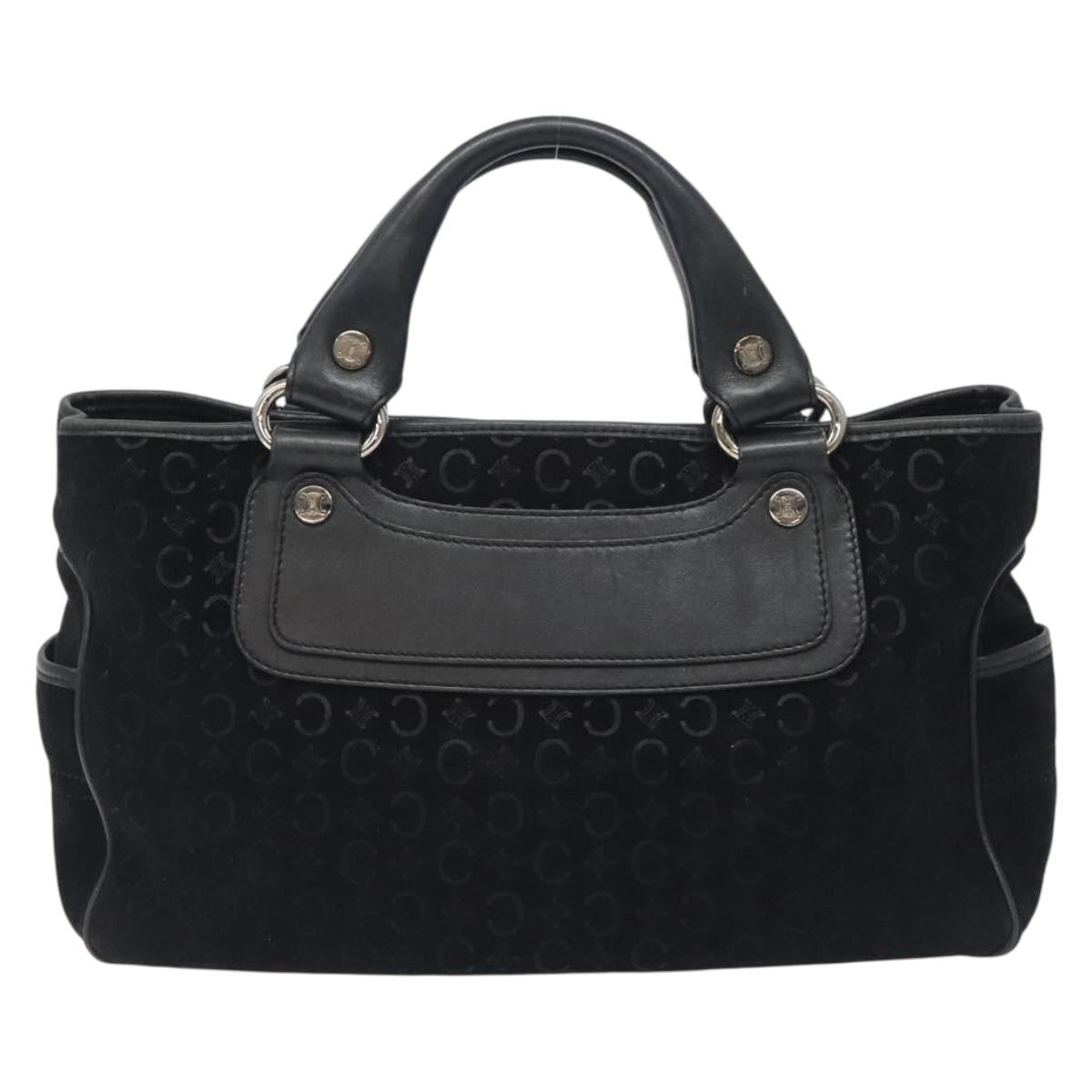 Celine Boogie Satchel Macadam, BLACK, CANVAS, Handbag