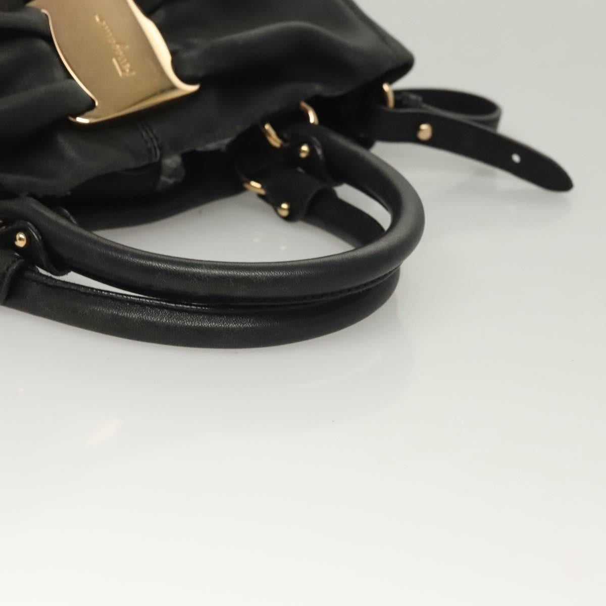 Salvatore Ferragamo Vala Handbag Leather, BLACK, LEATHER, Handbag