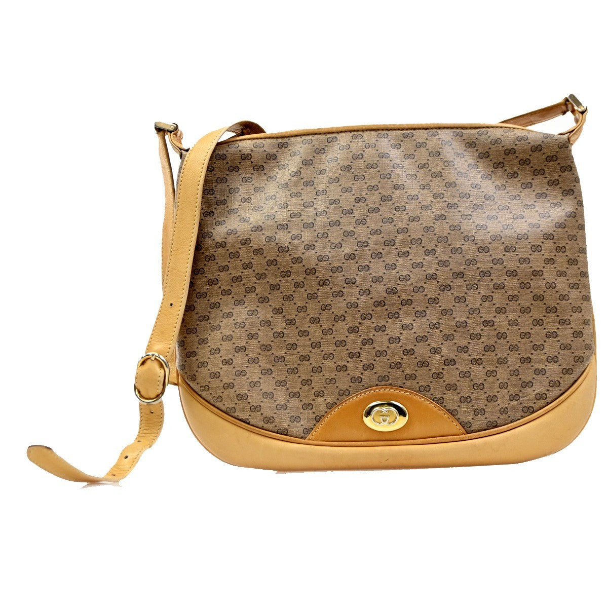 Gucci Vintage Shoulder Bag GG Coated Canvas, BROWN, PVC, Shoulder bag