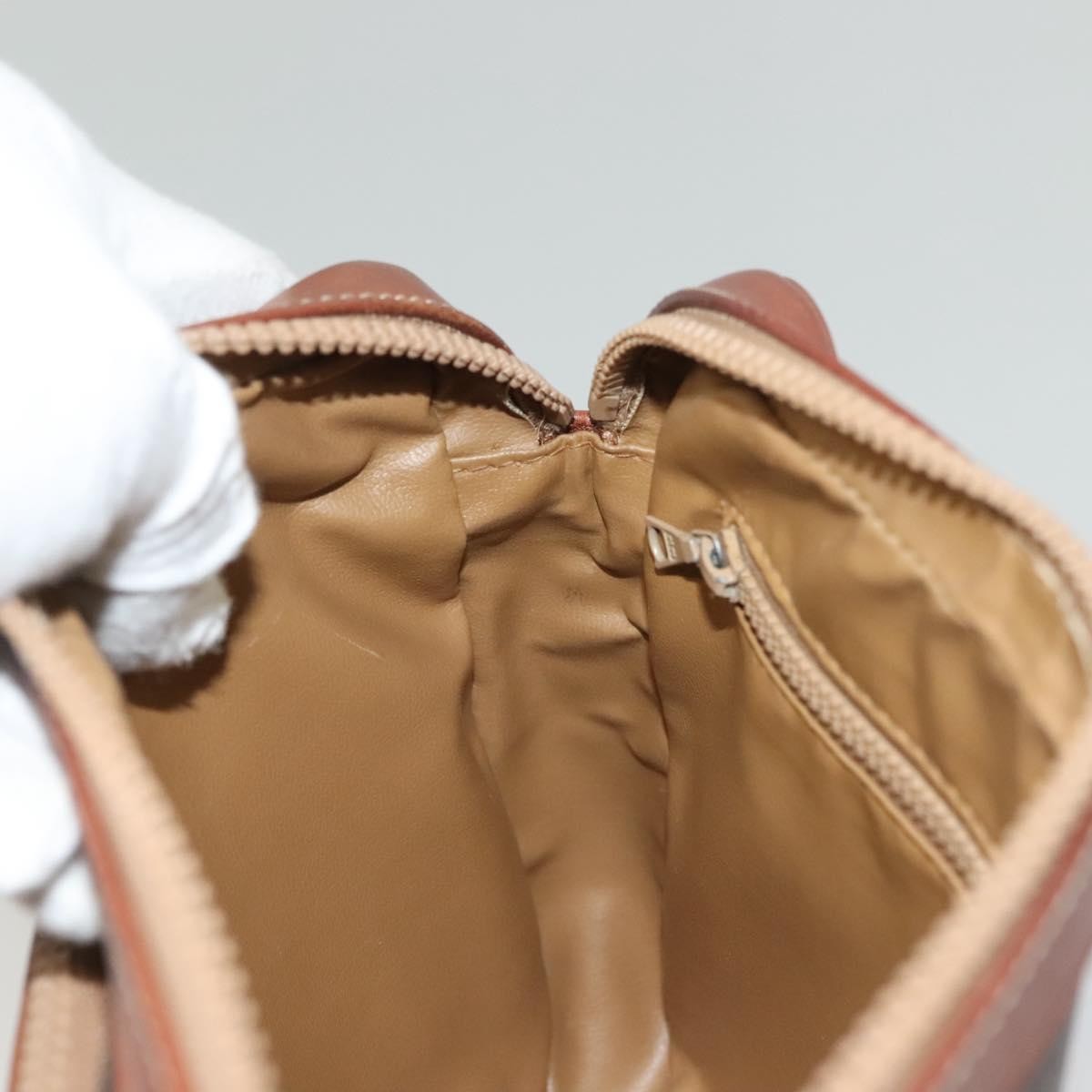 Celine Macadam Pochette Canvas and Leather, BROWN, CANVAS, Clutche & pouche