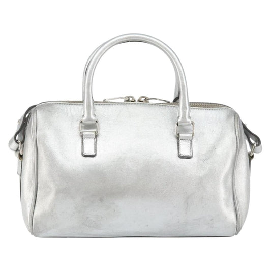 Saint Laurent Classic Duffle Bag Leather, SILVER, LEATHER, Handbag