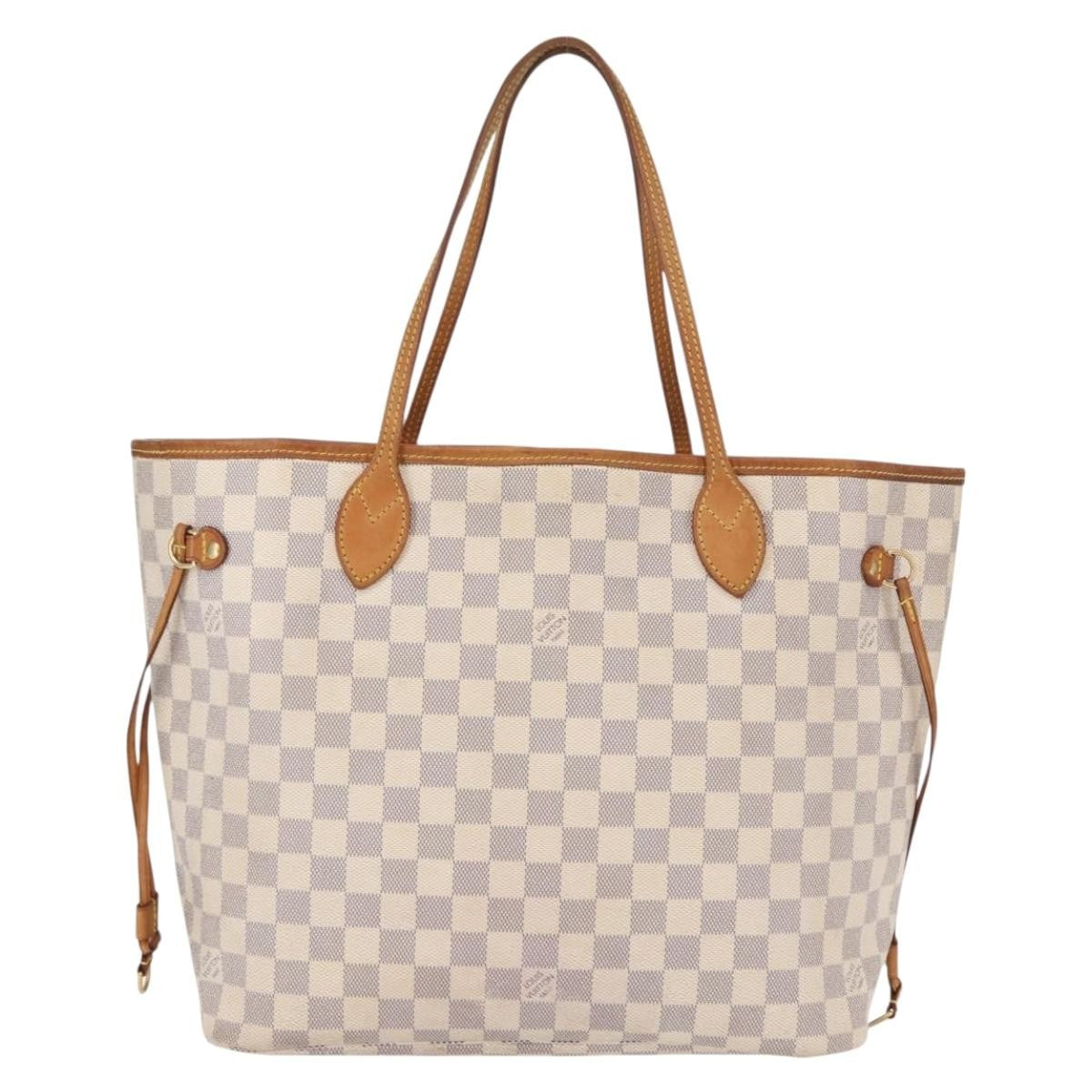 Louis Vuitton Neverfull Tote Damier, WHITE, CANVAS, Tote bag