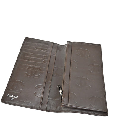 Chanel Cambon Zip Around Wallet Quilted Lambskin, BROWN, PATENT_LEATHER, Wallets