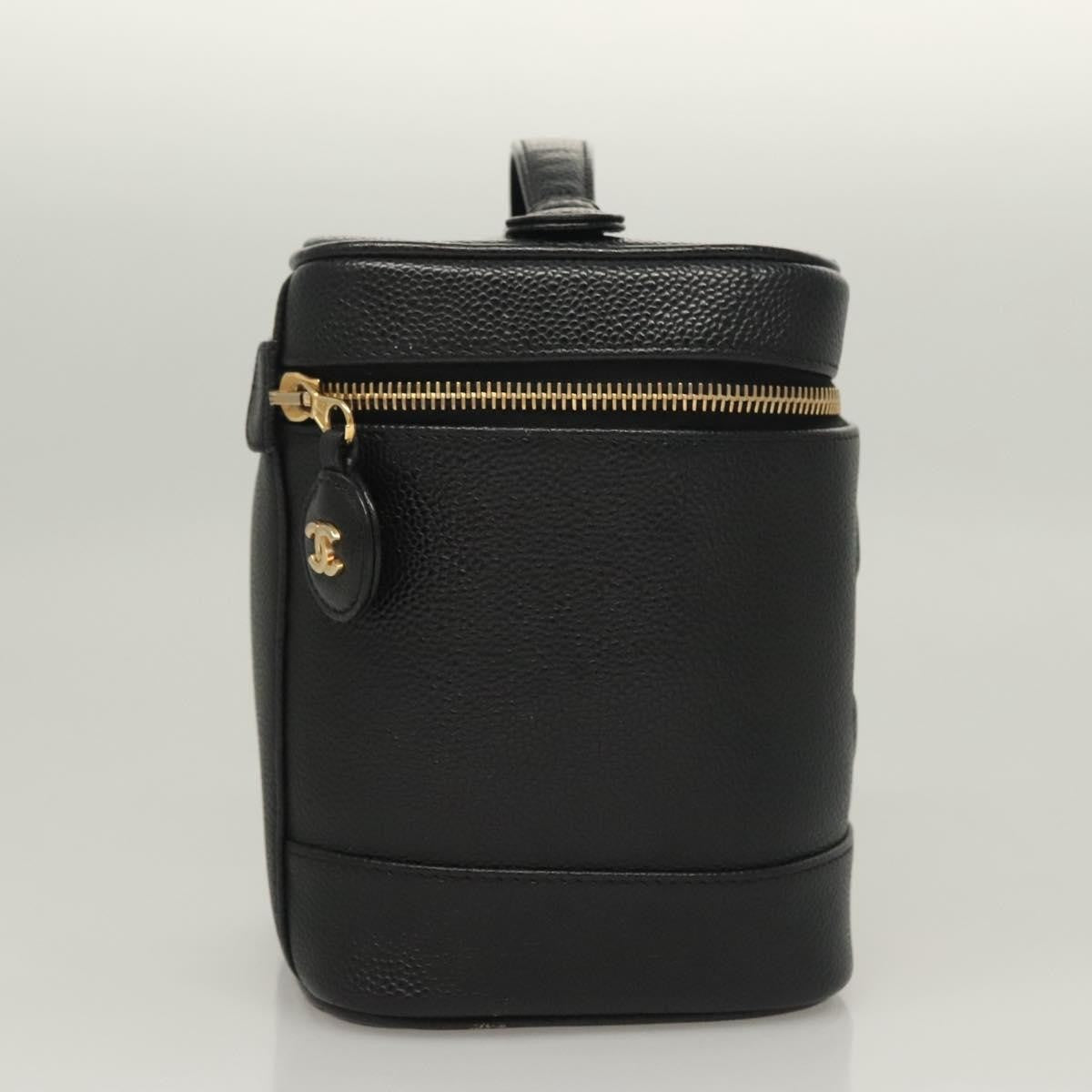 Chanel Vanity pouch Leather, BLACK, LEATHER, Toiletry Case