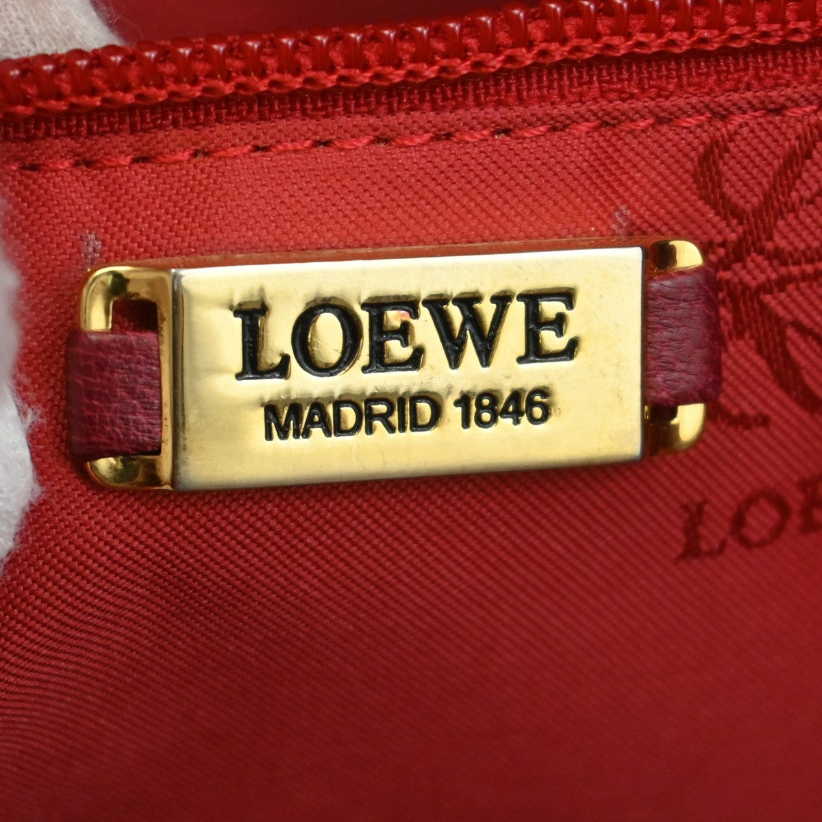 Loewe Vintage Anagram Tote Leather, RED, LEATHER, Tote bag