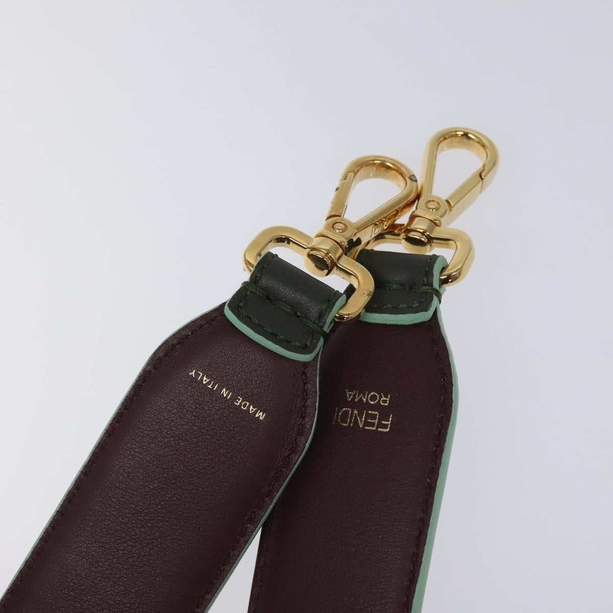 Fendi Strap You Shoulder Strap Leather, GREEN, LEATHER, Straps