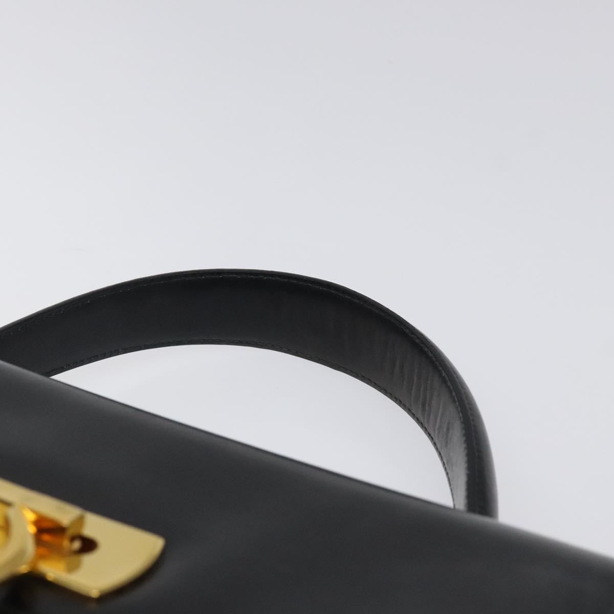 Salvatore Ferragamo Gancini handbag Leather, BLACK, LEATHER, Handbag