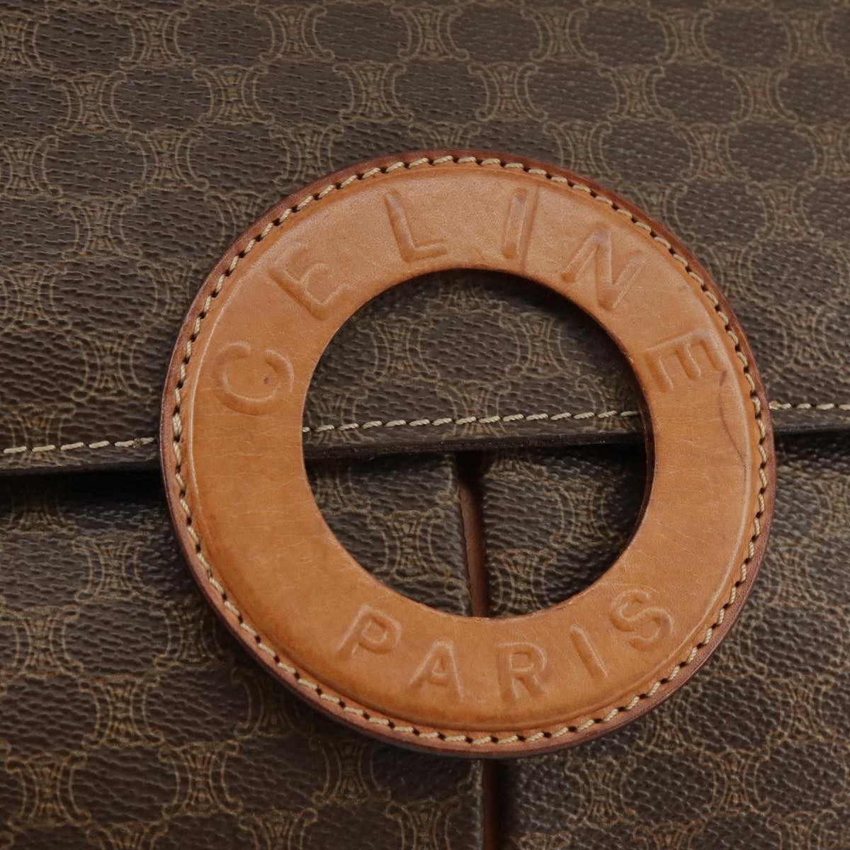 Celine Macadam Shoulder Bag PVC Leather, BROWN, CANVAS, Shoulder bag