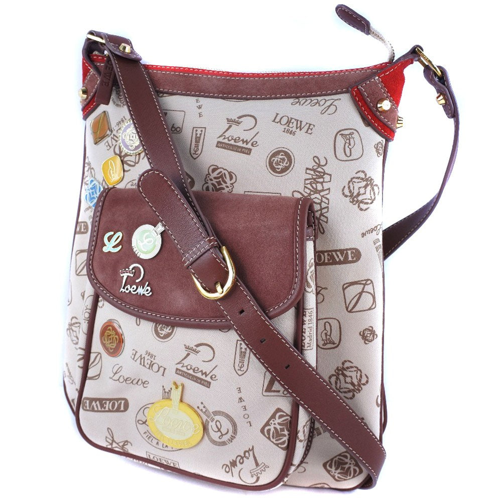 Loewe Pin batch shoulder bag Canvas and suede, MULTICOLOUR, CANVAS, Shoulder bag