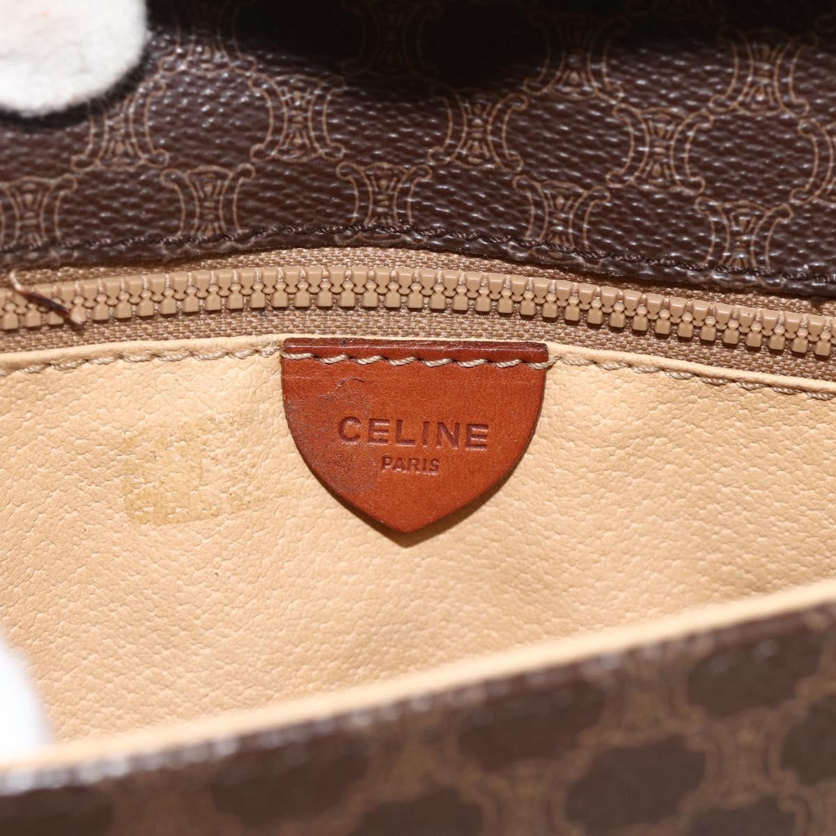 Celine Vintage Macadam Shoulder Bag Canvas and Leather, Brown, Canvas, Shoulder Bag