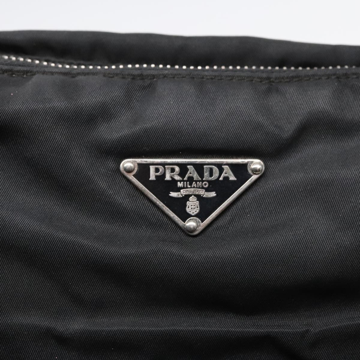 Prada Zip Messenger Bag Tessuto with Leather, BLACK, NYLON, Shoulder bag