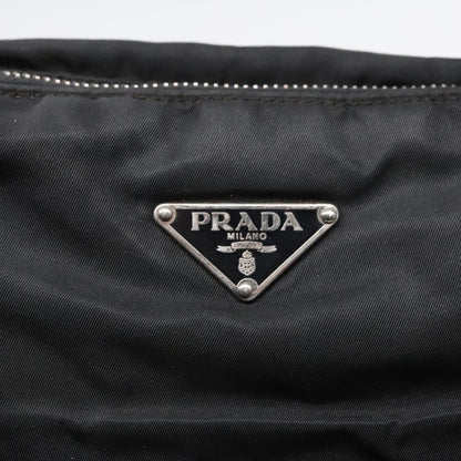 Prada Zip Messenger Bag Tessuto with Leather, BLACK, NYLON, Shoulder bag