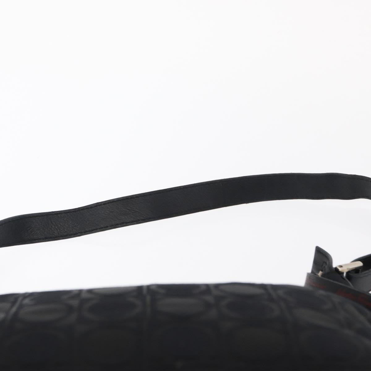 Salvatore Ferragamo Gancini Shoulder Bag Nylon, BLACK, LEATHER, Shoulder bag