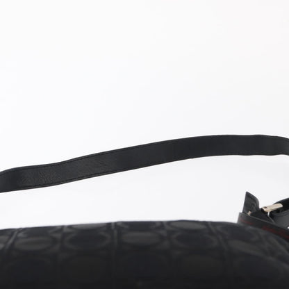 Salvatore Ferragamo Gancini Shoulder Bag Nylon, BLACK, LEATHER, Shoulder bag