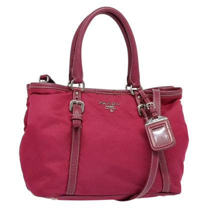 Prada Convertible Belted Hobo Tessuto with Leather, Pink, Nylon, Tote Bag