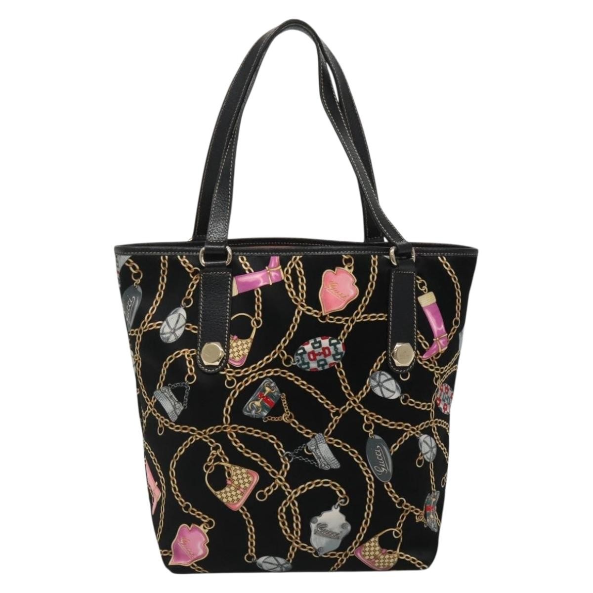 Gucci Charmy Tote Satin, BLACK, SATIN, Tote bag