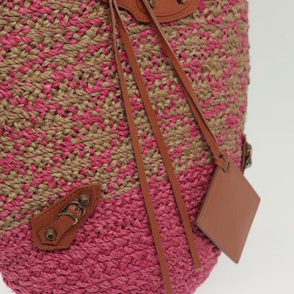 Balenciaga Panier Basket Tote Woven Raffia, PINK, WOOD, Tote bag