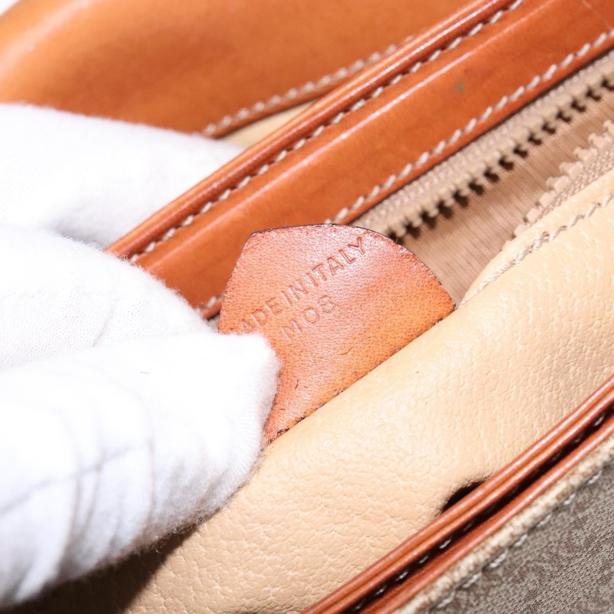 Celine Vintage Macadam Shoulder Bag Canvas and Leather, BEIGE, CANVAS, Shoulder bag