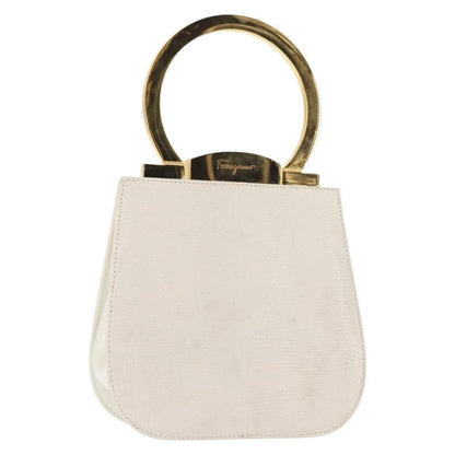 Salvatore Ferragamo Gancini mini handbag Leather, WHITE, LEATHER, Handbag
