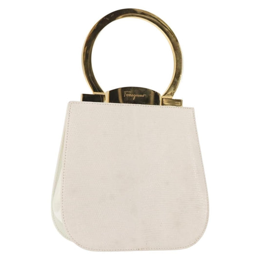 Salvatore Ferragamo Gancini mini handbag Leather, WHITE, LEATHER, Handbag