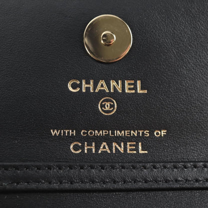 Chanel Flap Card Holder on Chain Quilted Printed Canvas, BEIGE, CANVAS, Card Holders