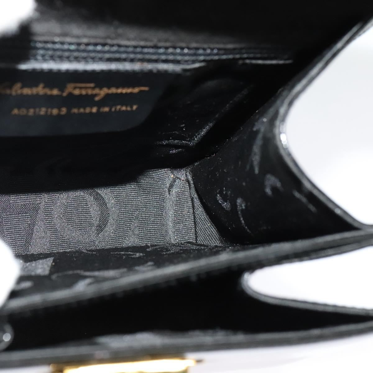 Salvatore Ferragamo Gancini Convertible Top Handle Bag Patent Leather, BLACK, PATENT_LEATHER, Handbag