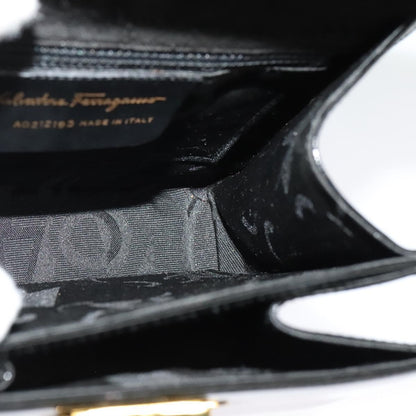 Salvatore Ferragamo Gancini Convertible Top Handle Bag Patent Leather, BLACK, PATENT_LEATHER, Handbag