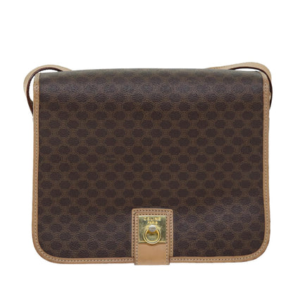 Celine Macadam Shoulder Bag PVC Leather, BROWN, CANVAS, Shoulder bag