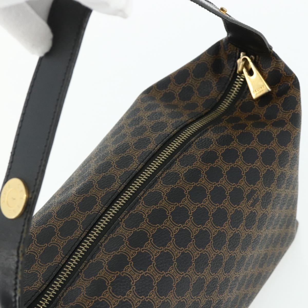 Celine Vintage Macadam Shoulder Bag Macadam Canva  Vinyl, Black, Canvas, Handbag