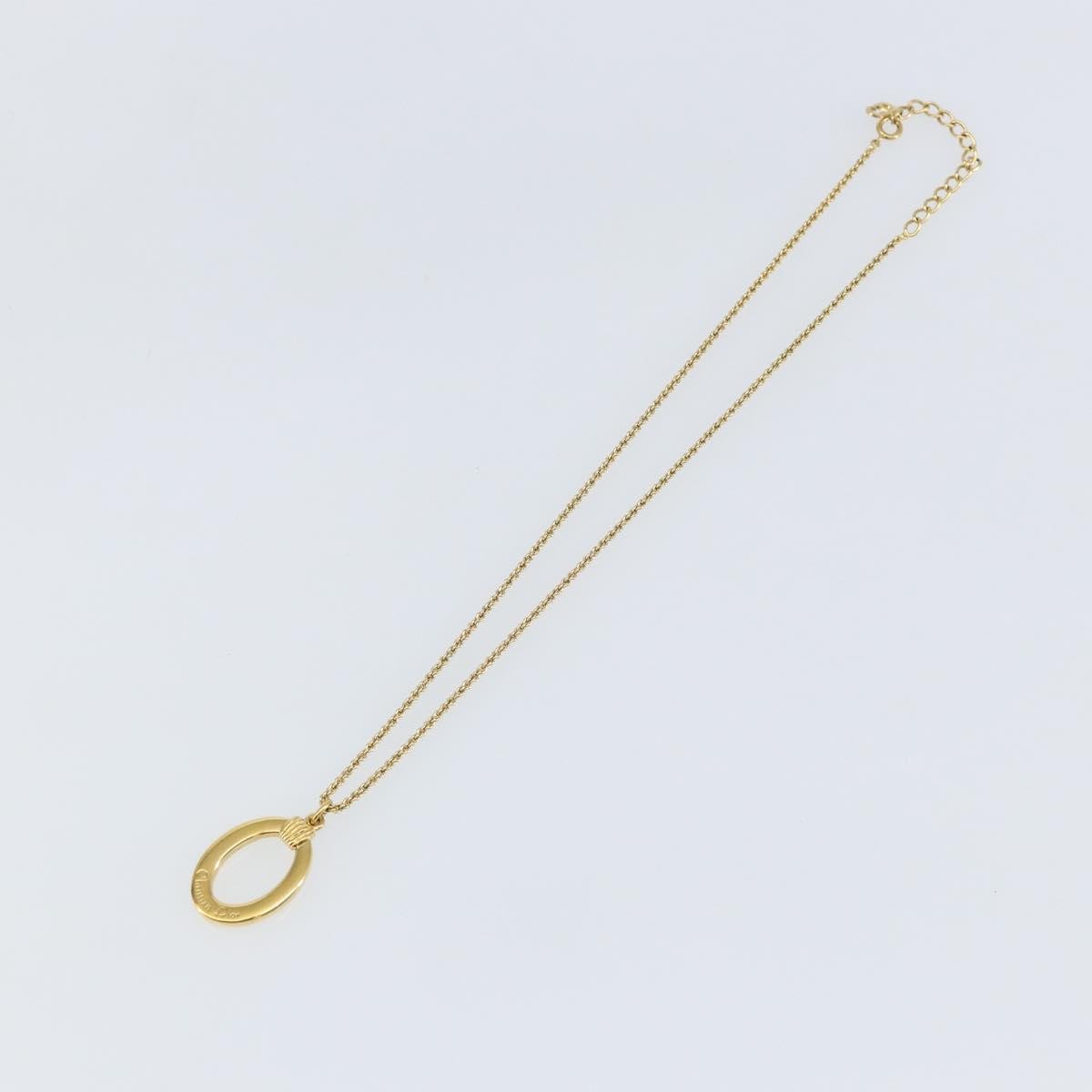 Christian Dior Vintage Logo Round Pendant Necklace Metal, GOLD, METAL, Necklace