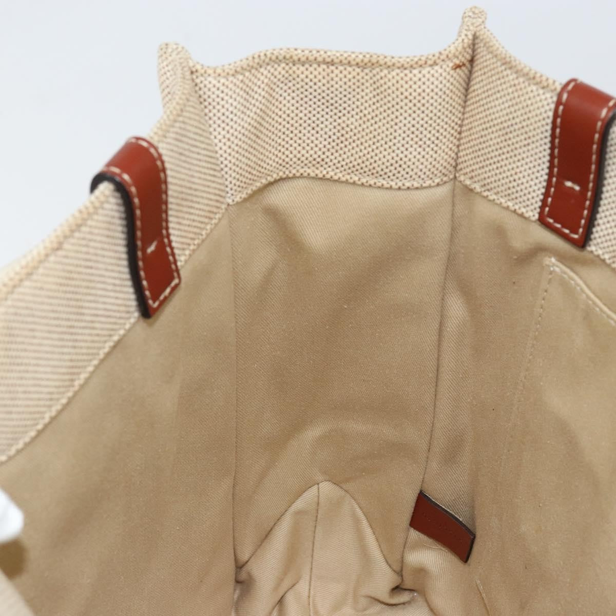 Chloe Woody Tote Canvas with Leather, BEIGE, CANVAS, Tote bag