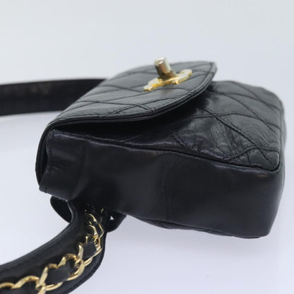 Chanel Vintage Flap Waist Bag Leather, BLACK, LEATHER, Clutche & pouche