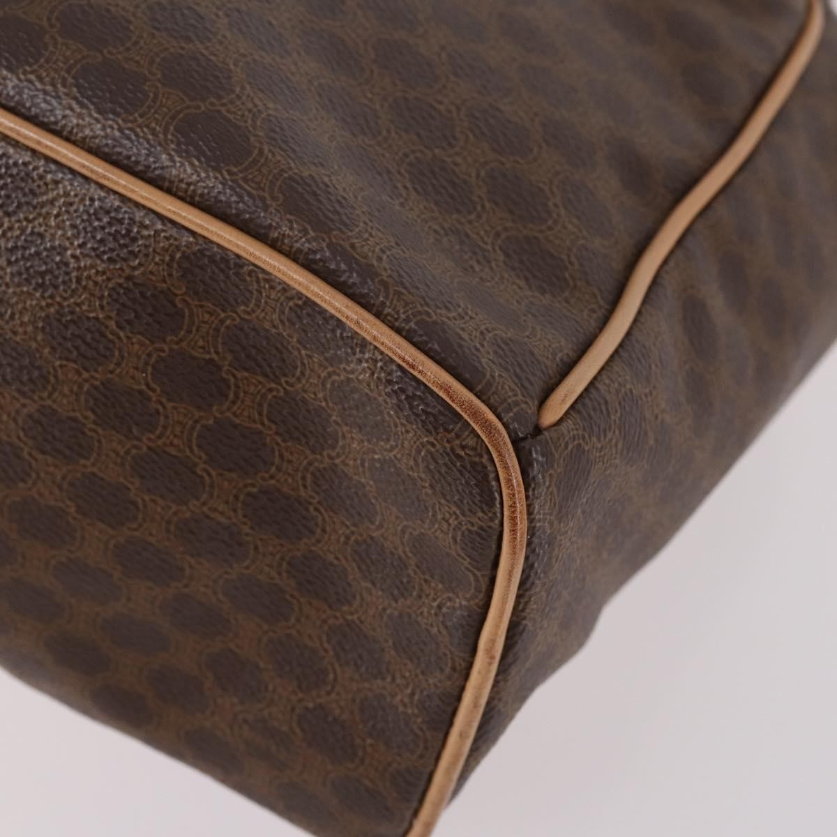 Celine Vintage Drawstring Flap Backpack Macadam Coated Canvas, BROWN, CANVAS, Backpack